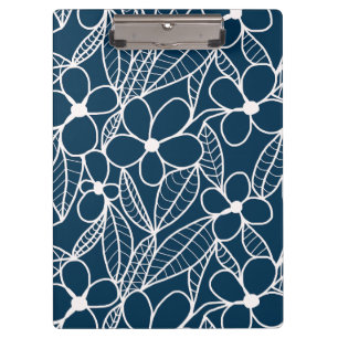 Carpeta De Pinza Flores Tropicales Azules y Blancas