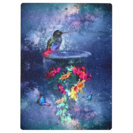 Carpeta De Pinza Flores tropicales, colibrí, mariposa y estrellas