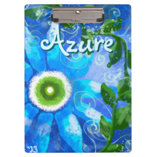 Carpeta De Pinza Flores verdes azules de abstrato floral personaliz