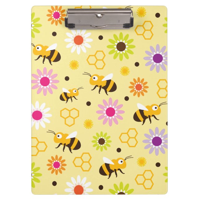 Carpeta De Pinza Flores y abejas (Anverso)