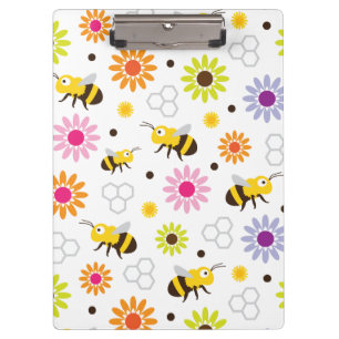 Carpeta De Pinza Flores y abejas