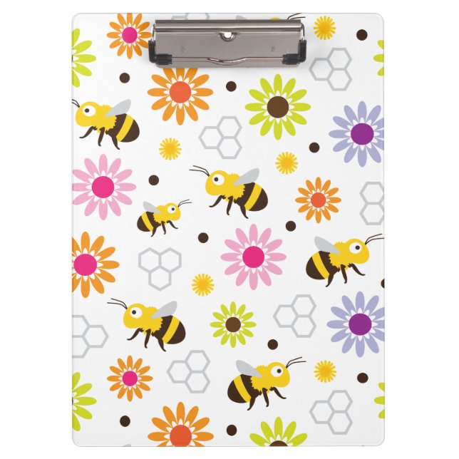 Carpeta De Pinza Flores y abejas (Anverso)