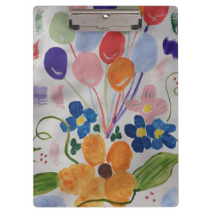 Carpeta De Pinza Flores y globos