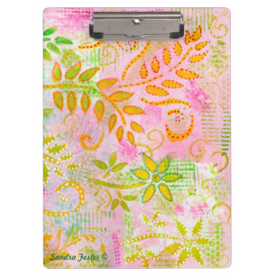 Carpeta De Pinza Flores y hojas abstractas