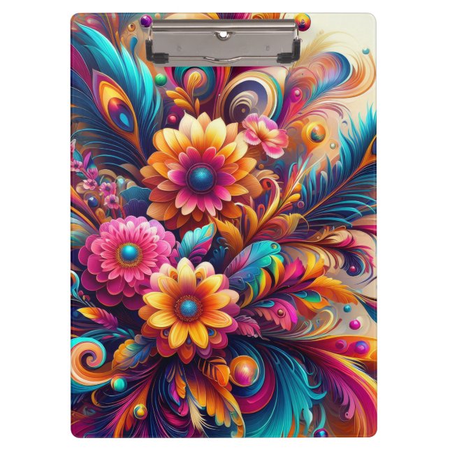 Carpeta De Pinza Flores y Plumas (Anverso)