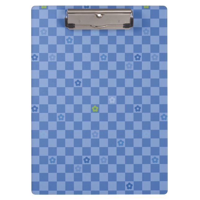 Carpeta De Pinza Flower Checkered Pattern No. 01 - Light Blue (Anverso)