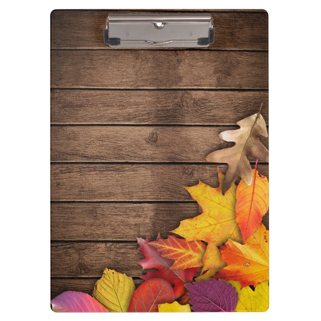 Carpeta De Pinza Fondo de Madera Otoño Moderno Elegante (Anverso)