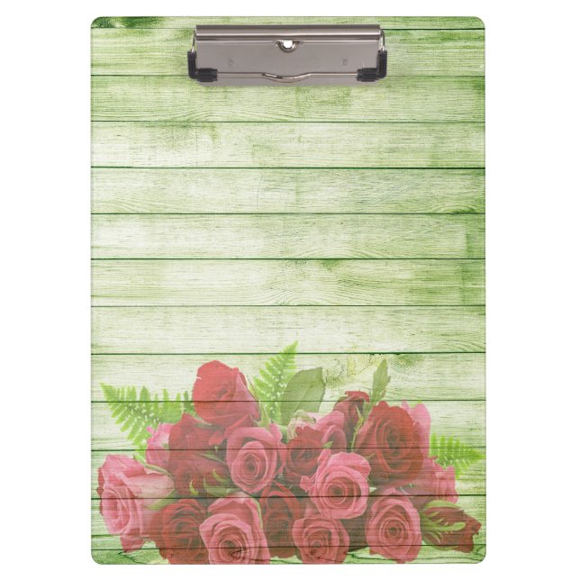 Carpeta De Pinza Fondo de madera Rosas modernos y elegantes (Anverso)