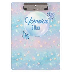 Carpeta De Pinza Fondo estelar del degradado azul-rosado