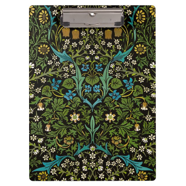 Carpeta De Pinza Fondo Morris Negro Patrón Vintage Blackthorn (Anverso)