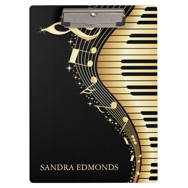 Carpeta De Pinza Fondo negro y teclado dorado (Anverso)