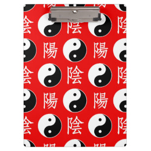 Carpeta De Pinza Fondo rojo patrón chino Yinyang