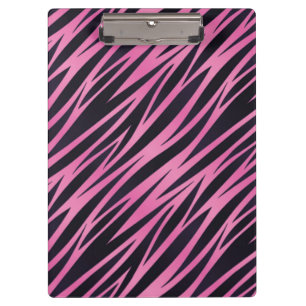 Carpeta De Pinza Fondo rosado de la raya de la cebra