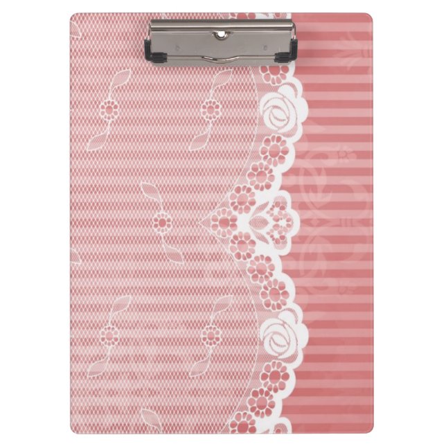 Carpeta De Pinza Fondo rosado y blanco con el cordón negro (Anverso)