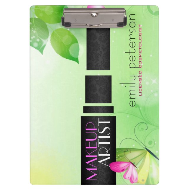 Carpeta De Pinza Fondo Verde Primavera Con Símbolo De Belleza Negra (Anverso)