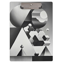 Carpeta De Pinza Formas geométricas de gris blanco negro