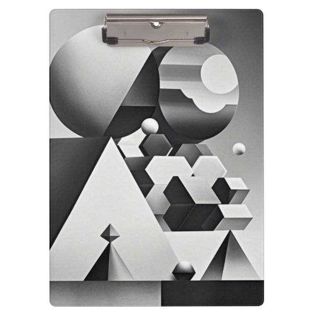 Carpeta De Pinza Formas geométricas de gris blanco negro (Anverso)