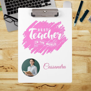 Carpeta De Pinza Foto de la mejor profesora del mundo en acuarela r