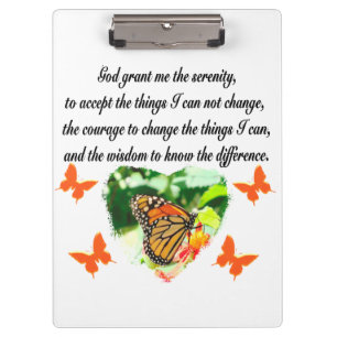 CARPETA DE PINZA FOTO DE LA ORACIÓN DE LA SERENIDAD DE LA MARIPOSA