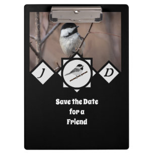 Carpeta De Pinza Foto de Monograma Carolina Chickadee Adorable