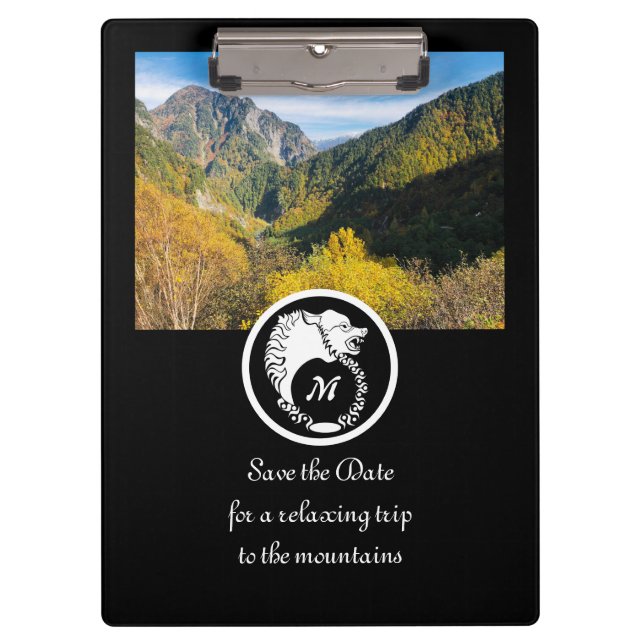 Carpeta De Pinza Foto de Monograma de Laurel de Lobo Blanco de Niev (Anverso)