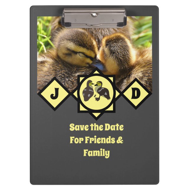 Carpeta De Pinza Foto en monograma de adorable Twin Ducklings (Anverso)