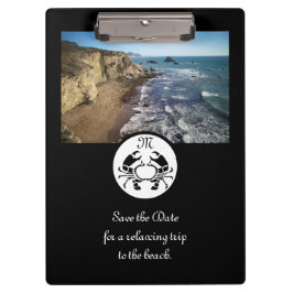 Carpeta De Pinza Foto monograma del esténcil de cangrejo negro