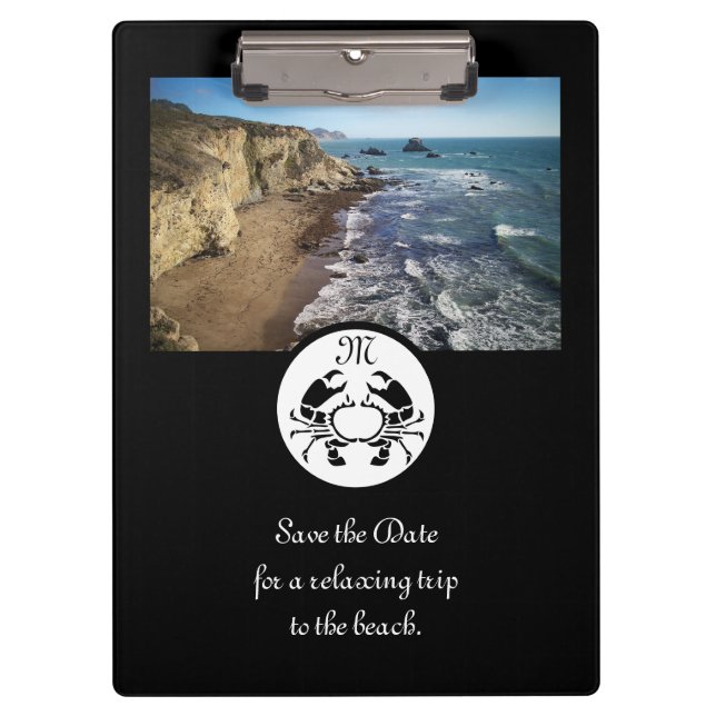 Carpeta De Pinza Foto monograma del esténcil de cangrejo negro (Anverso)