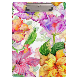 Carpeta De Pinza Foto Púrpura Amarillo Naranja Floral Hibisco