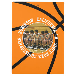 Carpeta De Pinza Foto y logotipo del equipo de baloncesto Entrenado