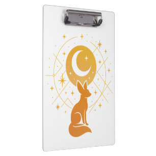 Carpeta De Pinza Fox del Desierto Celeste - Luna y Estrellas Cósmic