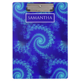 Carpeta De Pinza Fractal de espiral azul personalizado