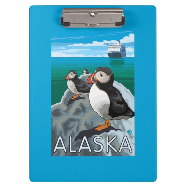 Carpeta De Pinza Frailecillos que miran un barco de cruceros (Anverso)