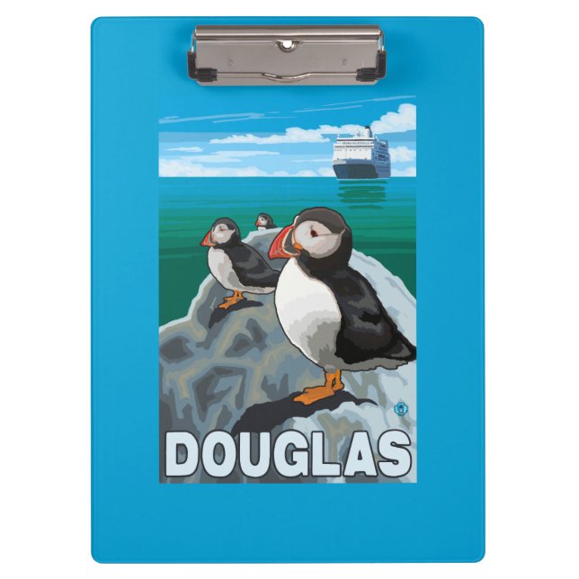 Carpeta De Pinza Frailecillos y barco de cruceros - Douglas, Alaska (Anverso)