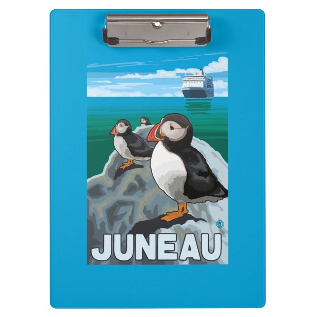 Carpeta De Pinza Frailecillos y barco de cruceros - Juneau, Alaska (Anverso)