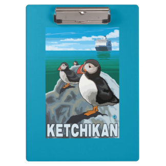 Carpeta De Pinza Frailecillos y barco de cruceros - Ketchikan,