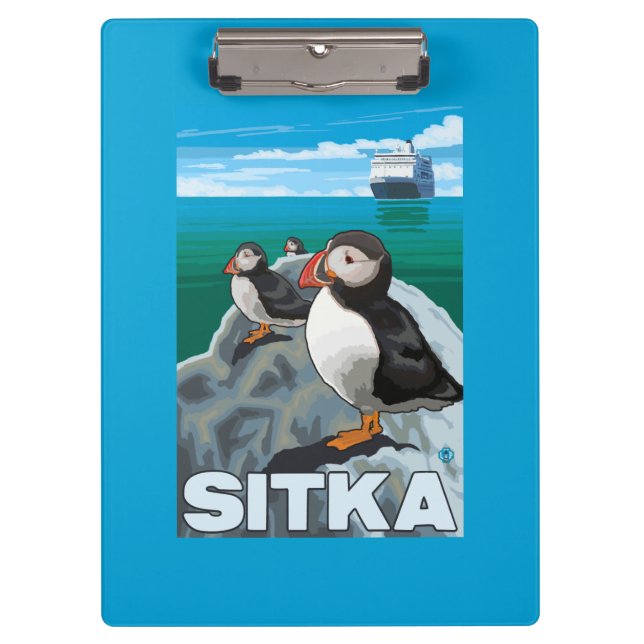 Carpeta De Pinza Frailecillos y barco de cruceros - Sitka, Alaska (Anverso)