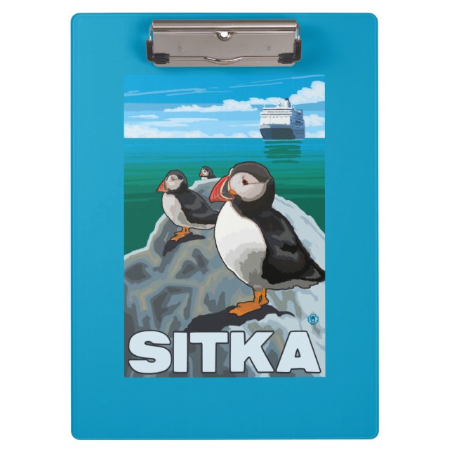 Carpeta De Pinza Frailecillos y barco de cruceros - Sitka, Alaska (Anverso)