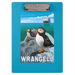 Carpeta De Pinza Frailecillos y barco de cruceros - Wrangell,