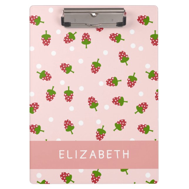 Carpeta De Pinza Fresa rosa Kawaii Pastel estético (Anverso)