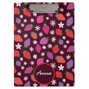 Carpeta De Pinza Fresa Rosa Roja Púrpura Con Flores 