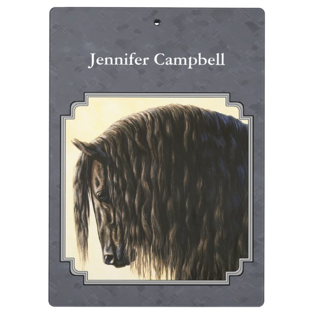 Carpeta De Pinza Friesian Horse Dark Slate Gray (Reverso)