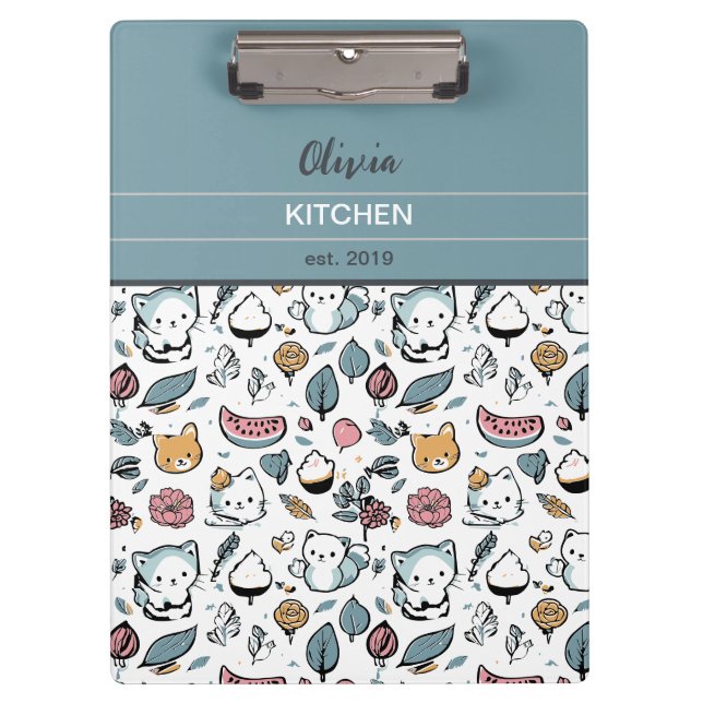 Carpeta De Pinza Frutos y gatos (Anverso)