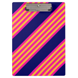 Carpeta De Pinza Fuchsia y rayas amarillas con azul marino
