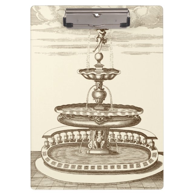 Carpeta De Pinza Fuente del patio con Cherub ornamental (Anverso)