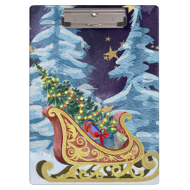 Carpeta De Pinza Full Moon Over Reindeer With Sleigh