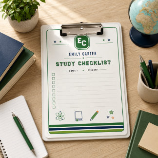 Carpeta De Pinza Funda personalizada de ciencia escolar verde marin