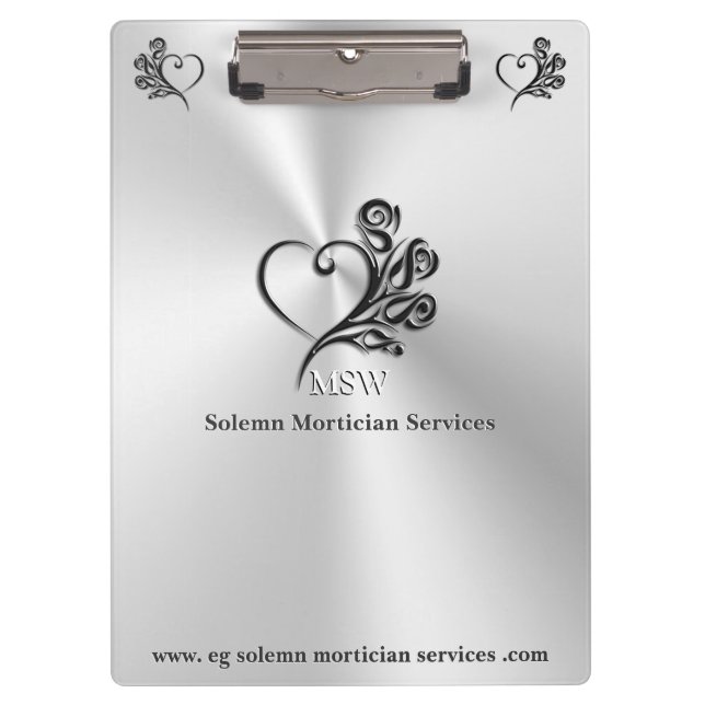 Carpeta De Pinza Funeral Morticius Services, Heart and Rosas (Anverso)