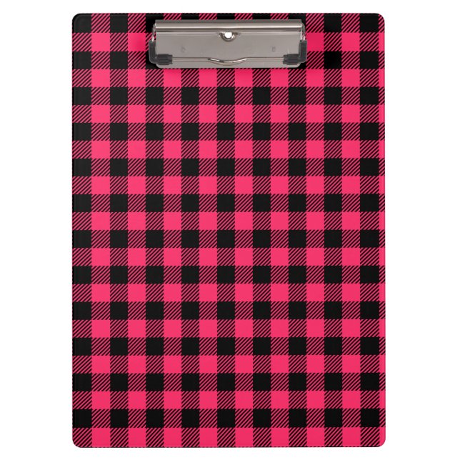 Carpeta De Pinza Funky Patrón De Búfalo Negro Y Rosa Caliente (Anverso)