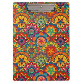 Carpeta De Pinza Funky Retro Colorido Patrón de Mandala